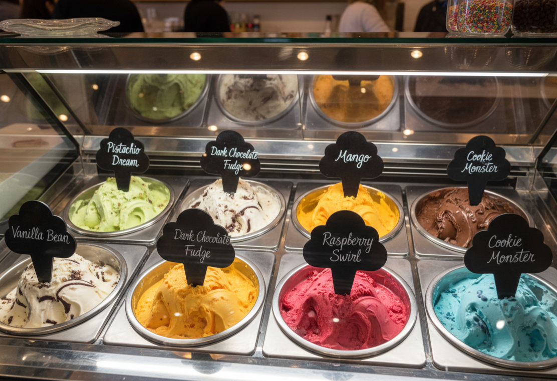 12 pcs Gelato Flavor Markers, Ice Cream Flavor Signs, Flavor Tags