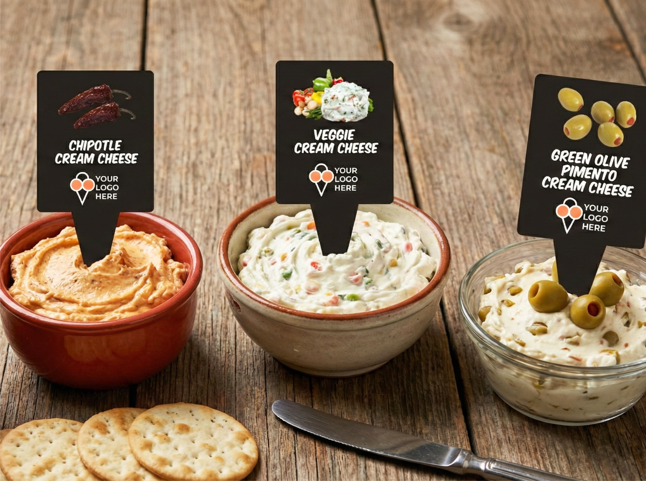 10 pcs Cream Cheese Flavor Tags, Ice Cream Labels, Flavor Marker