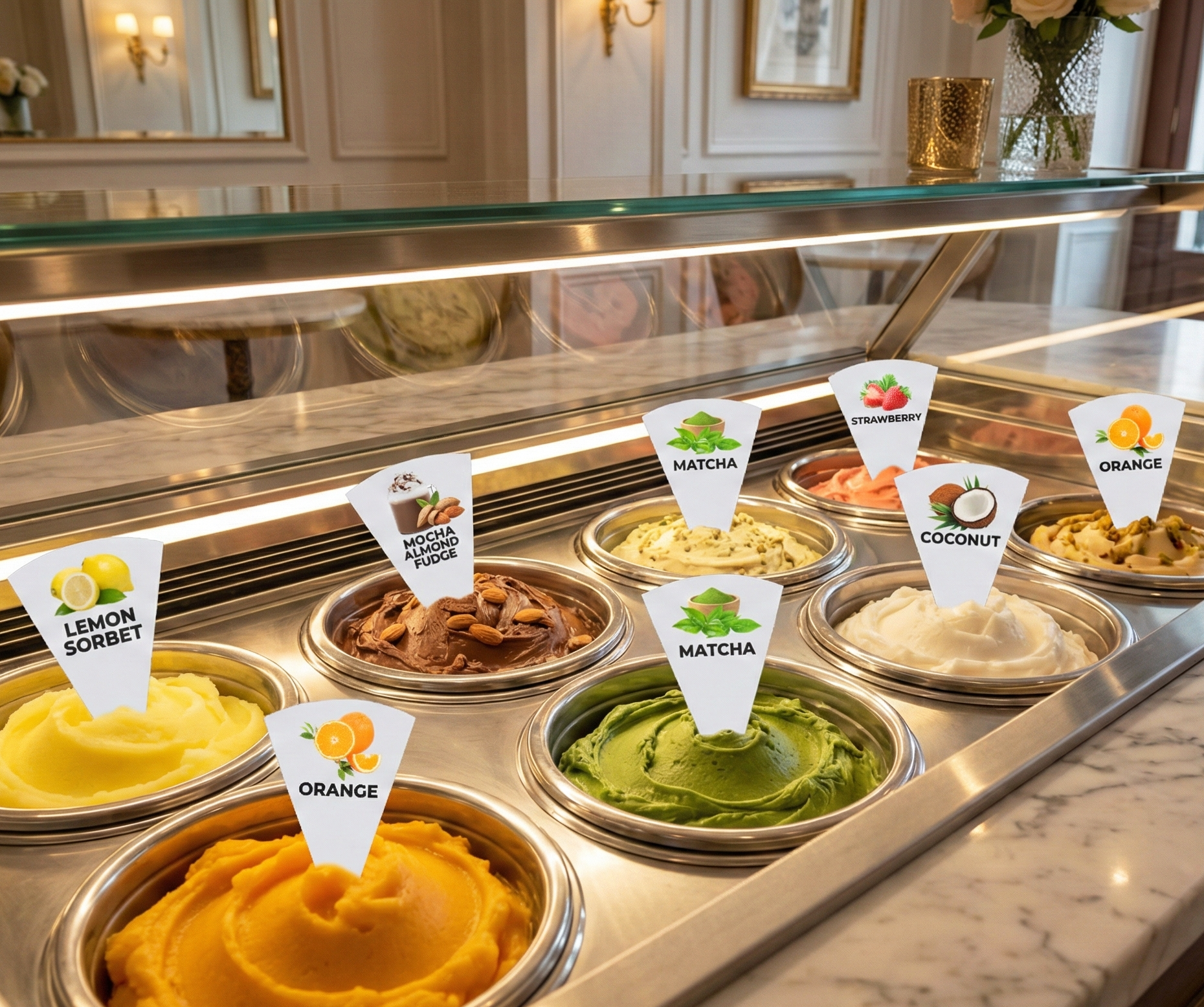 16 pcs Gelato Flavor Markers, Ice Cream Labels, Flavor Tags