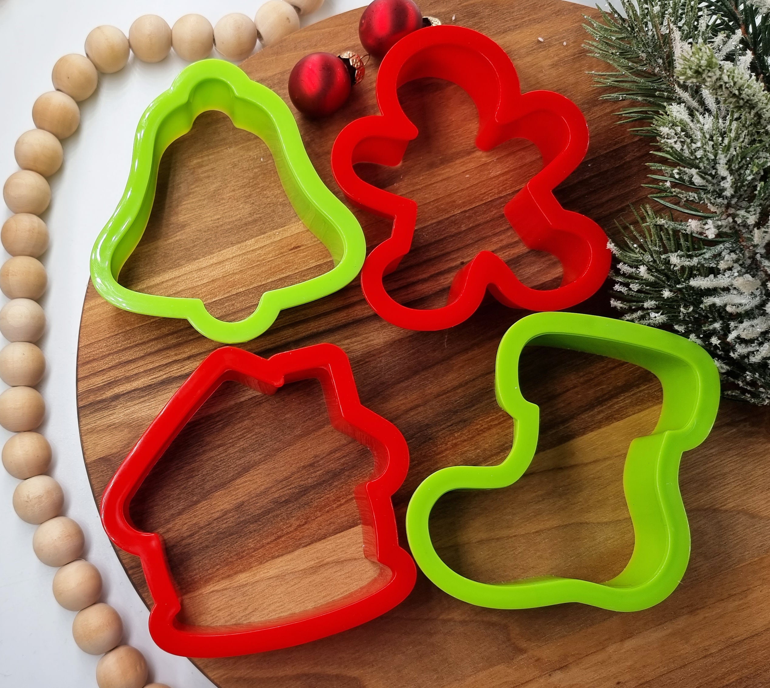4pcs Christmas Embosser plus Cookie Cutter set|Designer Fondant Embosser Stamp