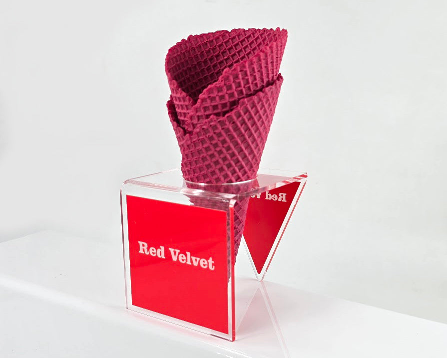 Acrylic Ice Cream Cone Display with Flavor Labels, Gelato Cone Holder, Gelato Tags, Modern Minimalist Design for Gelato Shops