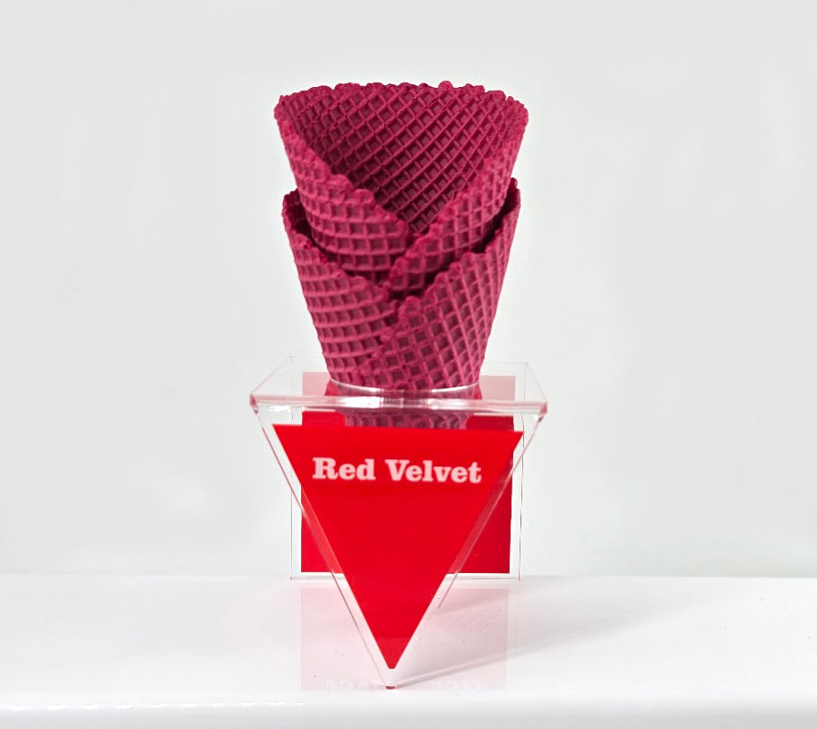 Acrylic Ice Cream Cone Display with Flavor Labels, Gelato Cone Holder, Gelato Tags, Modern Minimalist Design for Gelato Shops