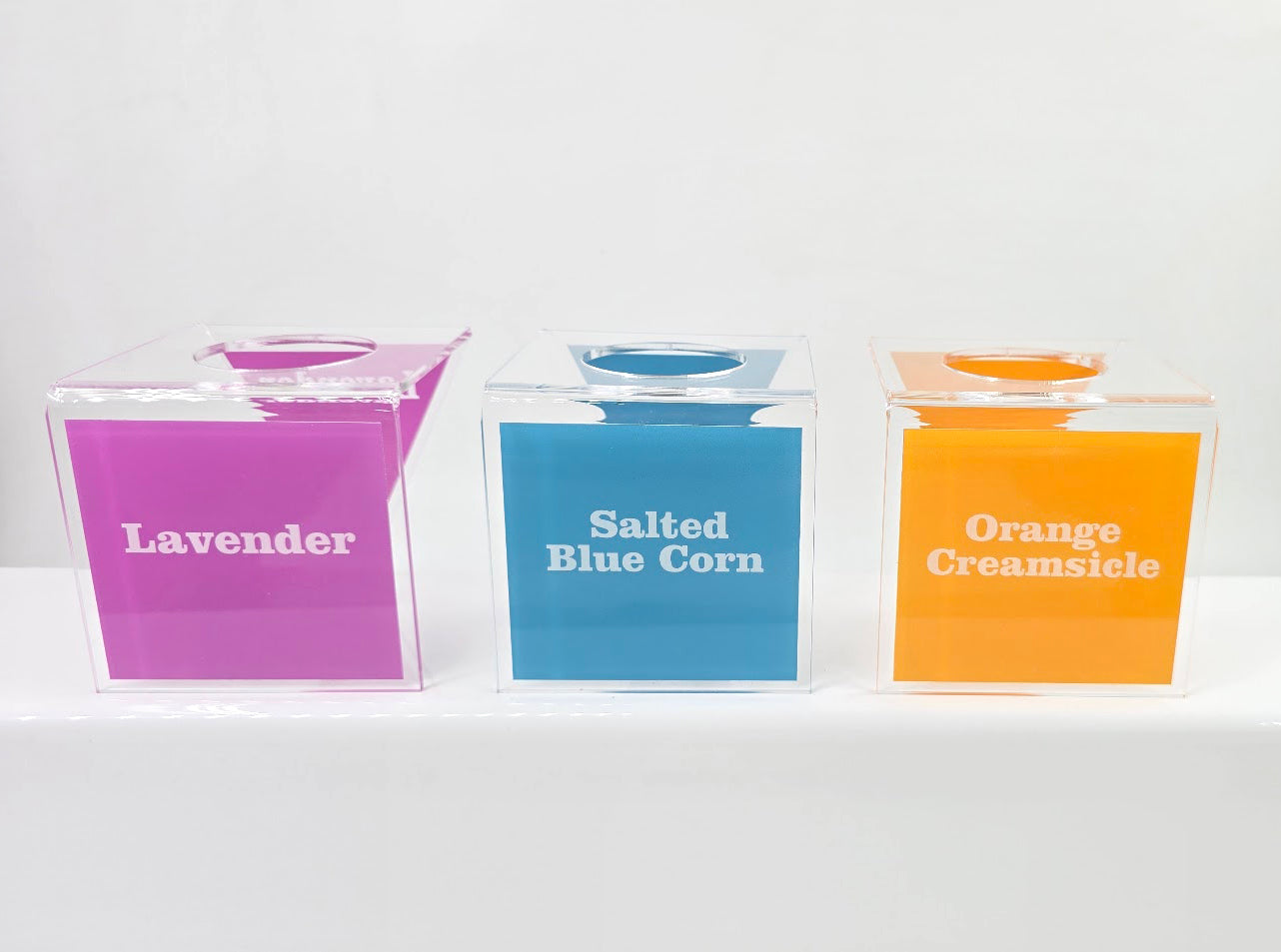 Colorful Acrylic Ice Cream Cone Holder, 3 Flavor Display, Custom Labels for Gelato and Dessert Shops