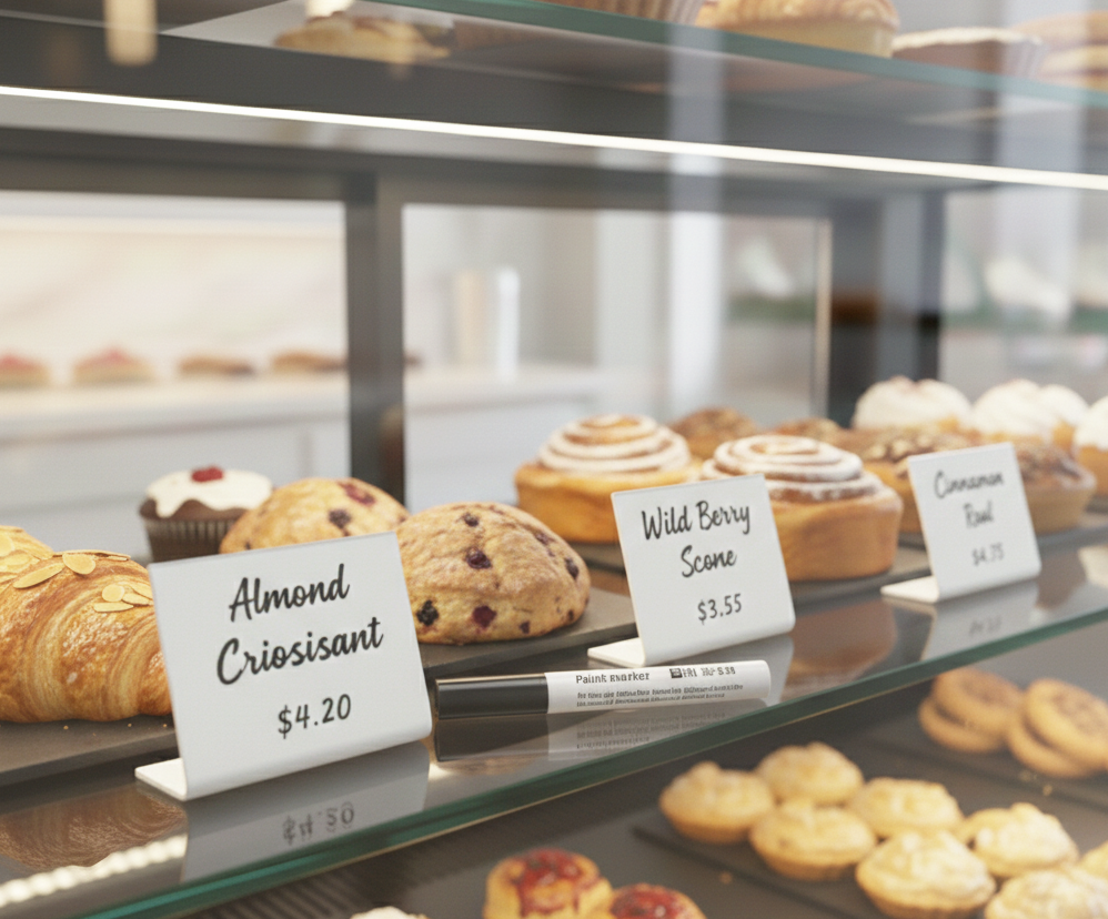 12 pcs Acrylic Display Stand with Clip | Reusable Menu Sign Holder | Table Sign for Bakery