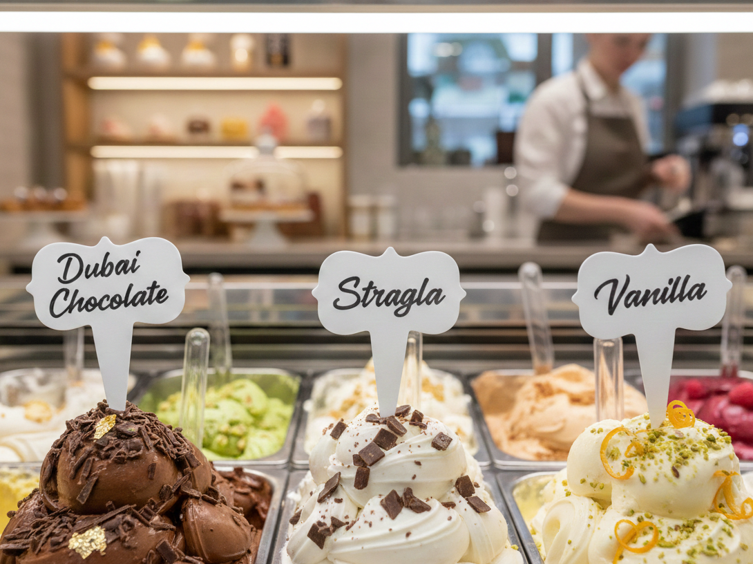24 pcs Gelato Flavor Markers, Ice Cream Flavor Signs, Flavor Tags