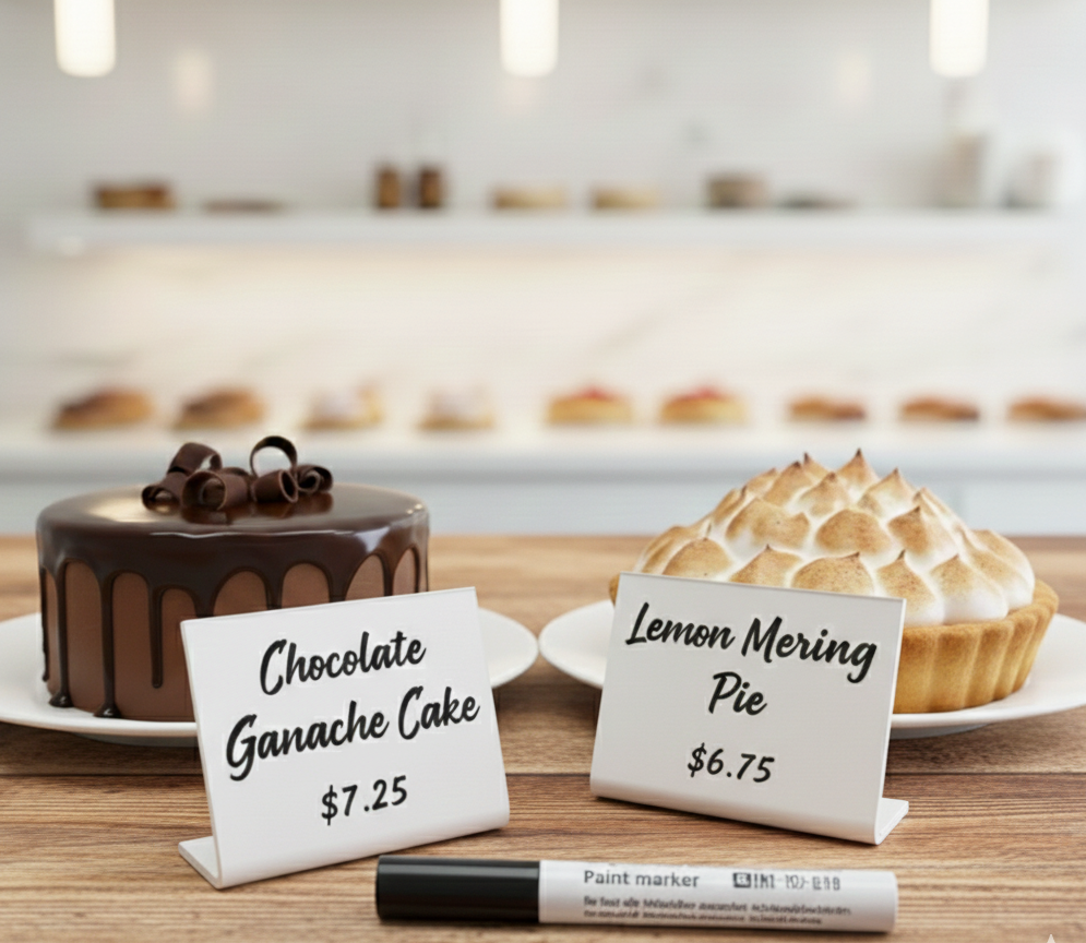 12 pcs Acrylic Display Stand with Clip | Reusable Menu Sign Holder | Table Sign for Bakery