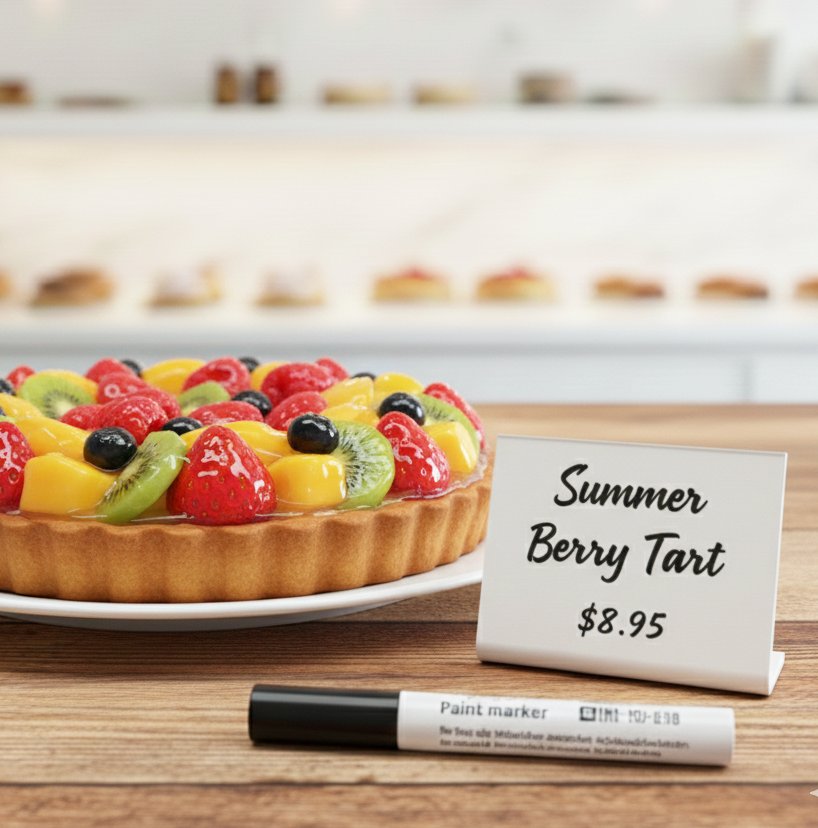 12 pcs Acrylic Display Stand with Clip | Reusable Menu Sign Holder | Table Sign for Bakery