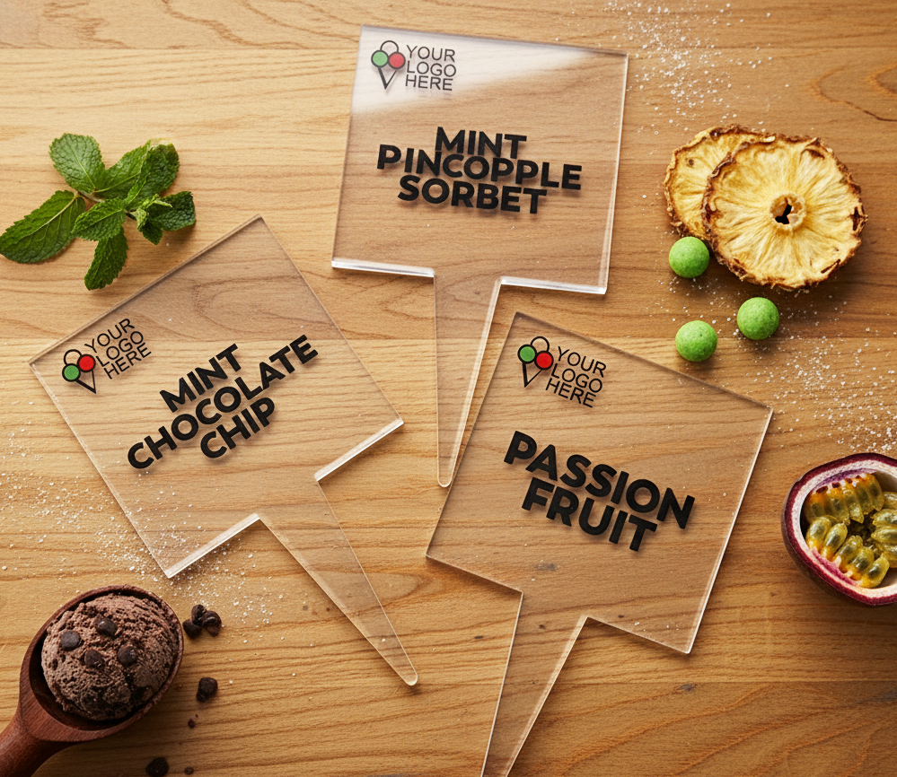 28 pcs Gelato Flavor Markers, Ice Cream Flavor Signs Labels, Tags, Gelato Stickers, Ice Cream Sticks
