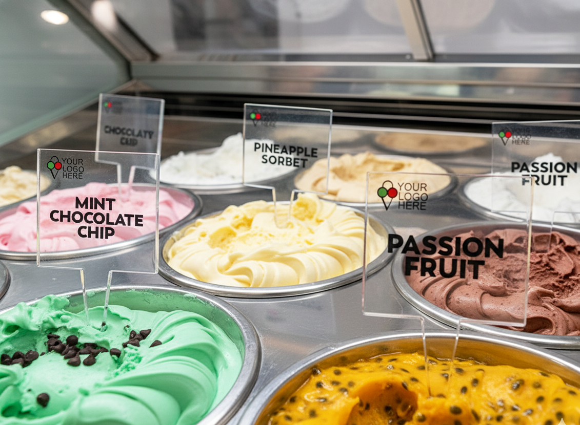 28 pcs Gelato Flavor Markers, Ice Cream Flavor Signs Labels, Tags, Gelato Stickers, Ice Cream Sticks