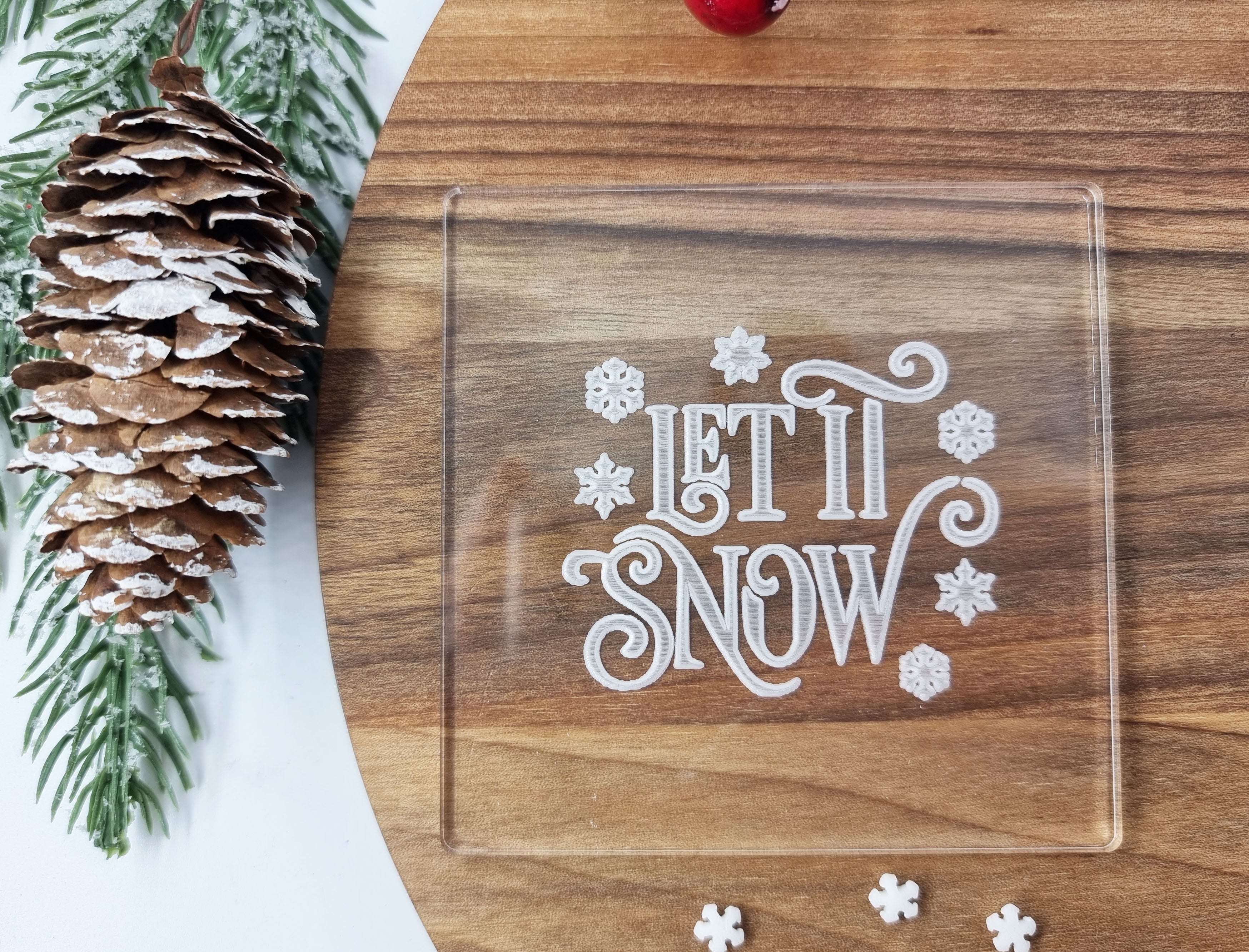 Christmas Fondant Embosser Letissnow, Cookie|Designer Fondant Embosser Stamp