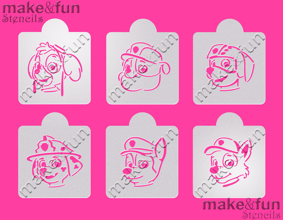 6 pcs Paw Cookie stencil, Airbrush stencils|6 Stück Schablonen, Airbrush und Royal Icing