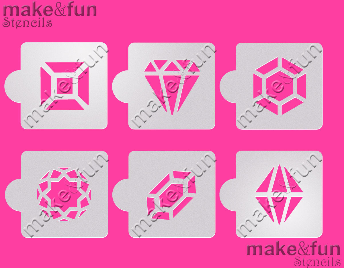 6 pcs Diamond cookie stencil, Airbrush stencils|6 Stück Schablonen, Airbrush und Royal Icing