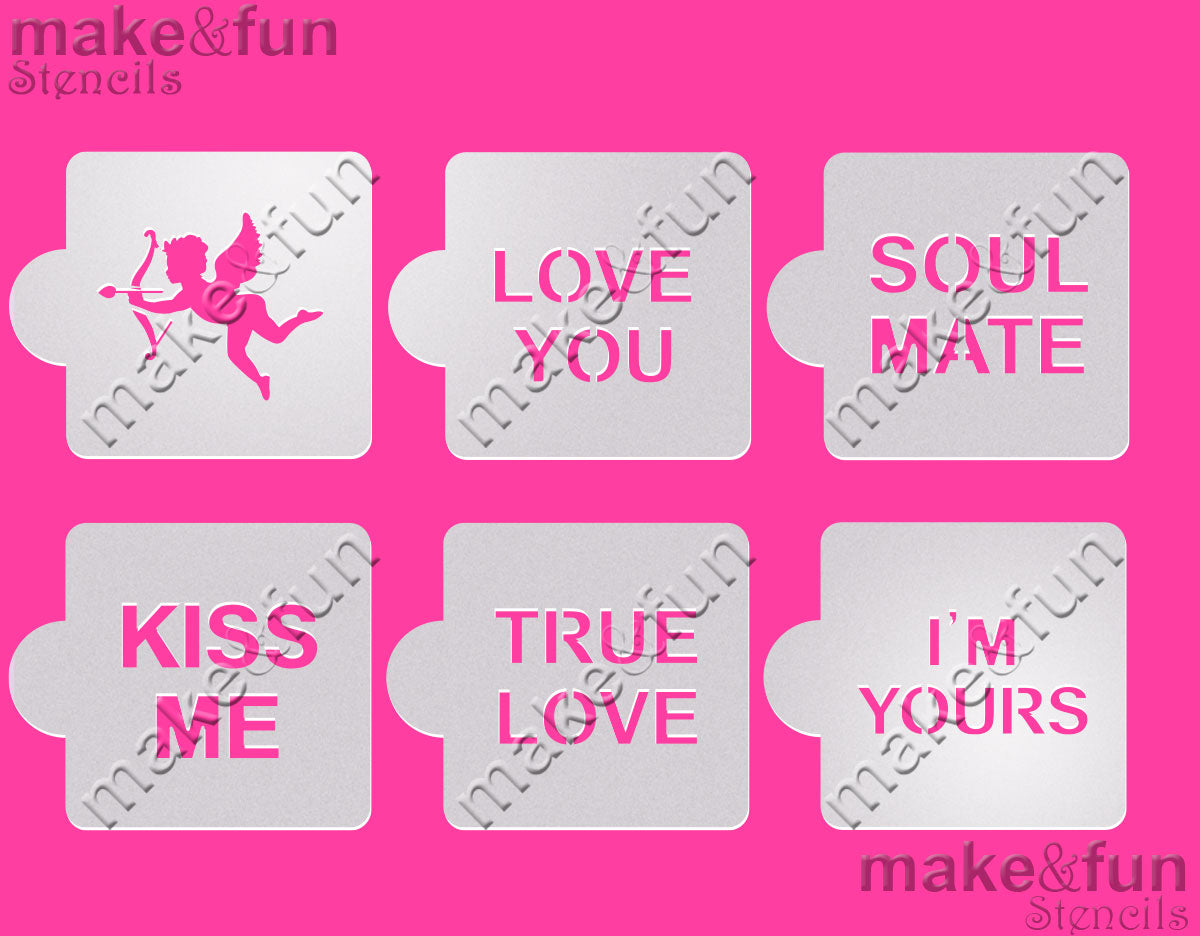 6 pcs Love Cookie stencil, Airbrush stencils|6 Stück Schablonen, Airbrush und Royal Icing