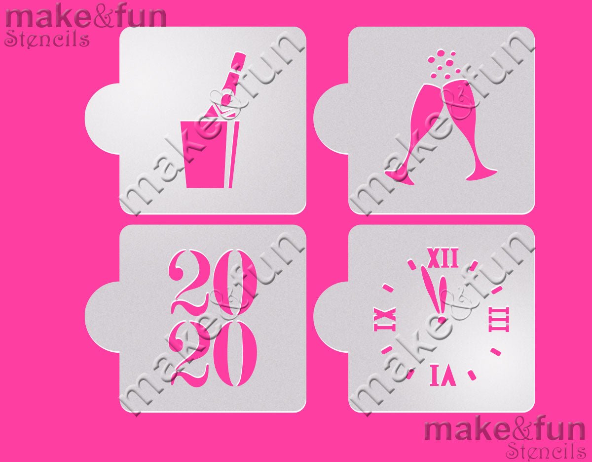 4 pcs New Year Cookie Stencil, Cake Stencil|4 Stück Weihnachten Schablonen