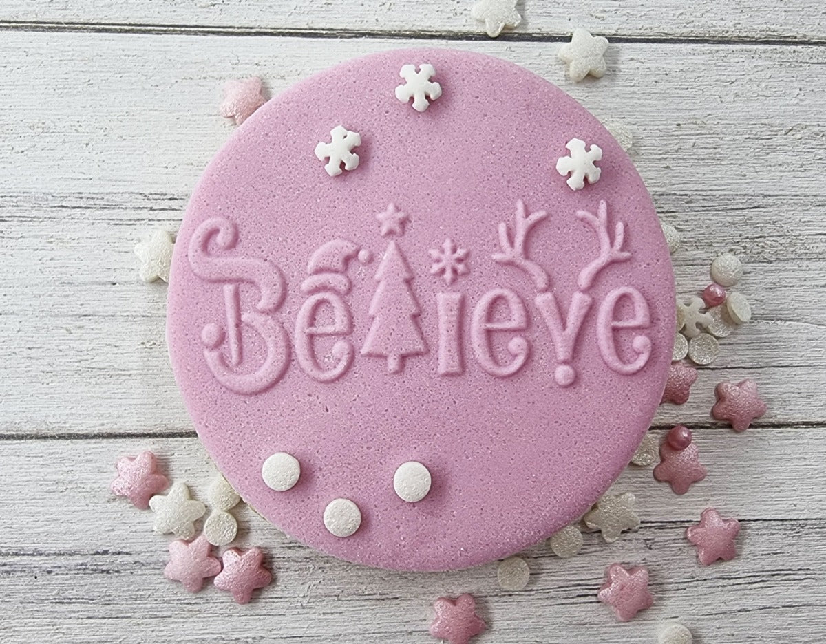 Believe Christmas Fondant Embosser Stamp|Designer Fondant Embosser Stamp
