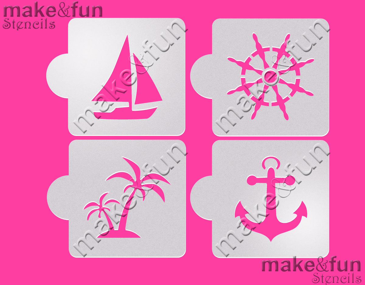 4 pcs Cookie Stencil, Face Painting Stencils|4 Stück Schablonen, Airbrush und Royal Icing
