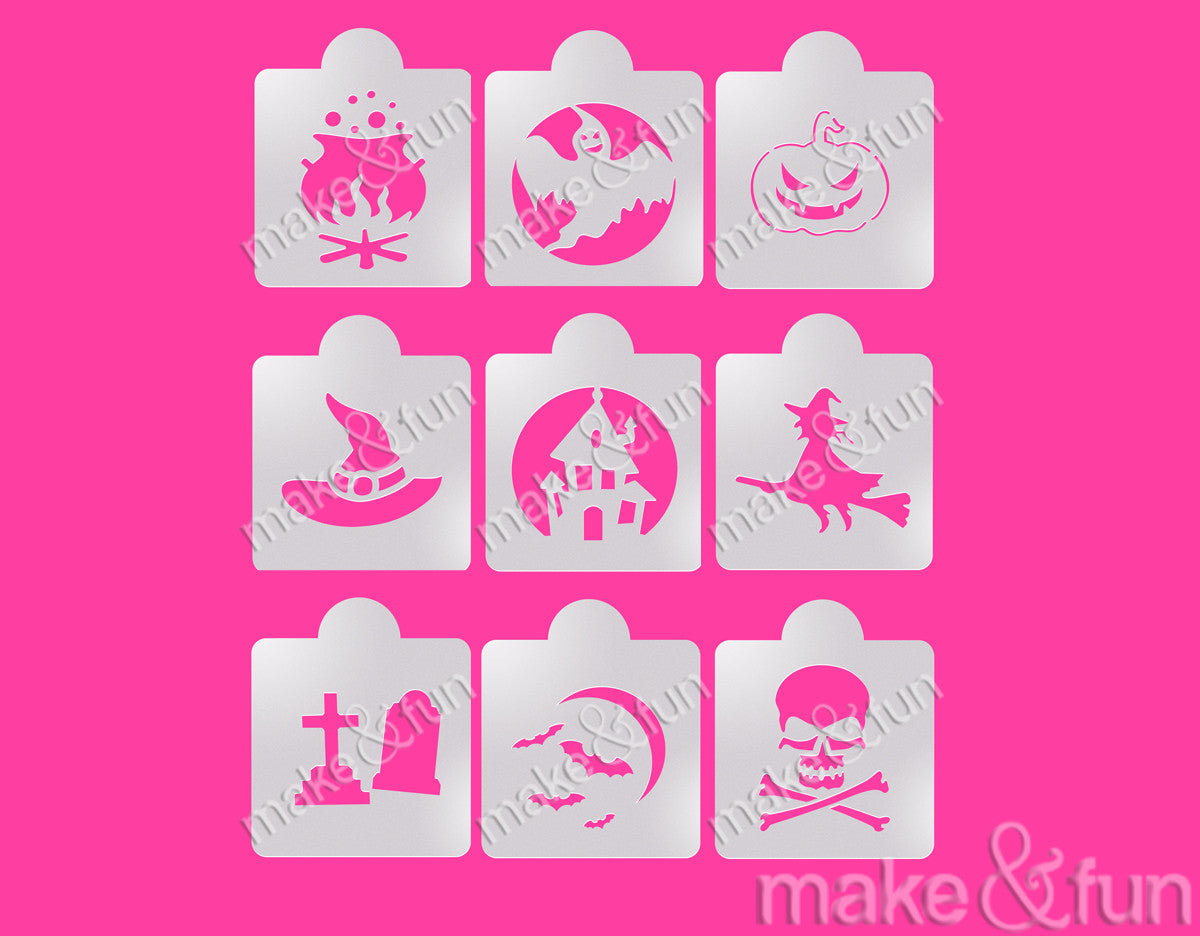 9 pcs Halloween, Cookie Stencil, Cake stencil|9 Stück Halloween Schablonen, Airbrush