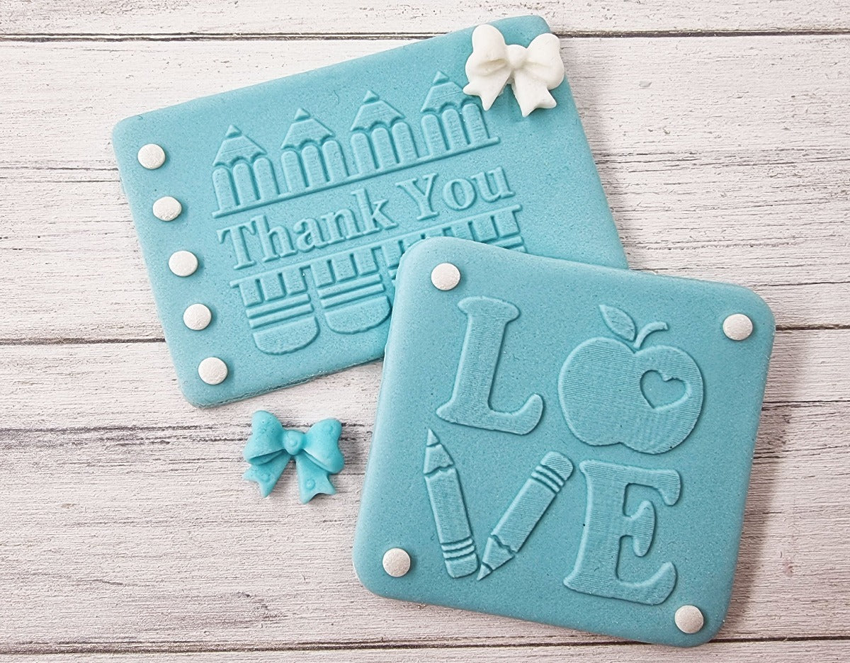 2pcs Set School Fondant Embosser Stamp|Designer Fondant Embosser Stamp