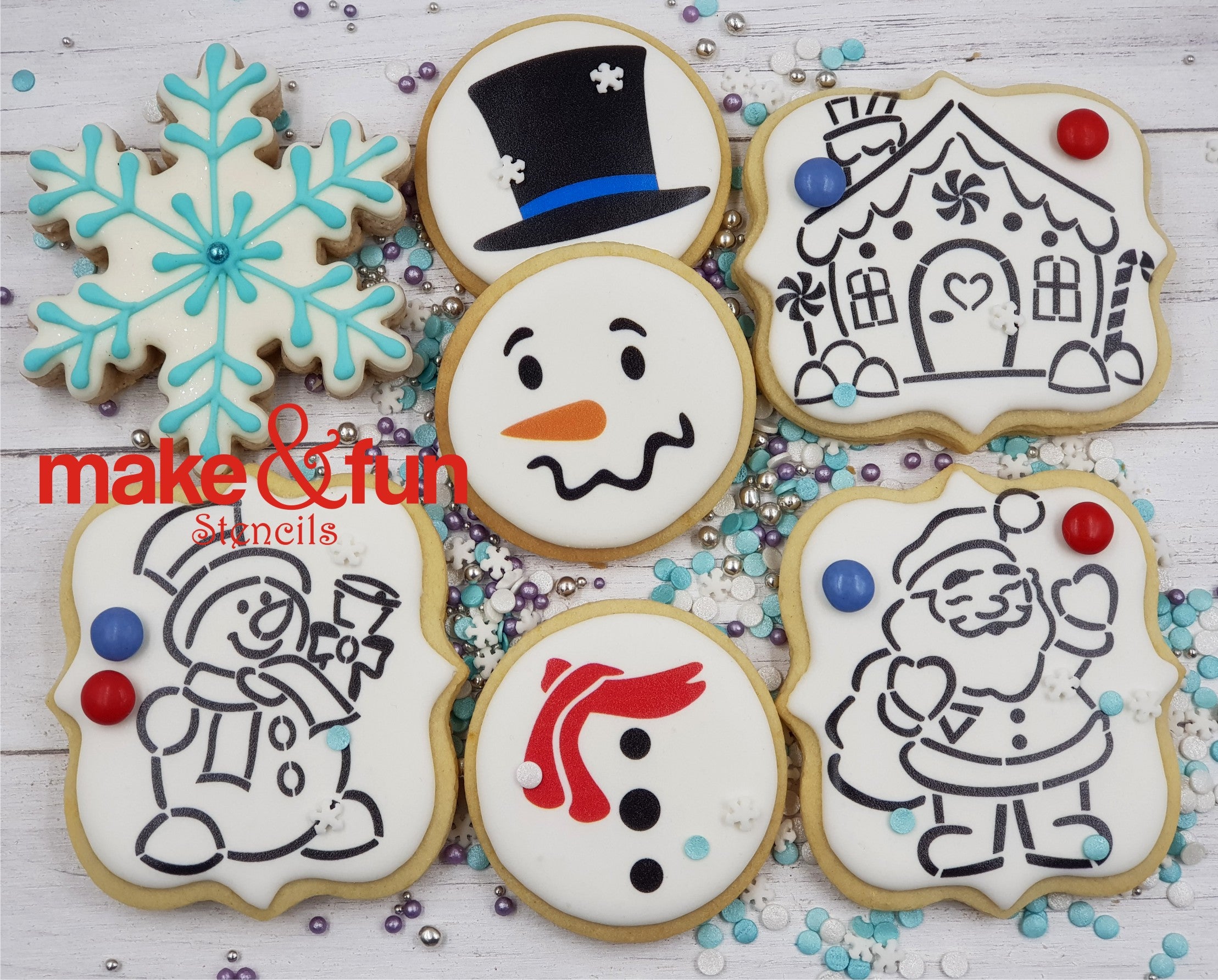 Christmas Santa Claus PYO Cookie Stencil, Royal Icing