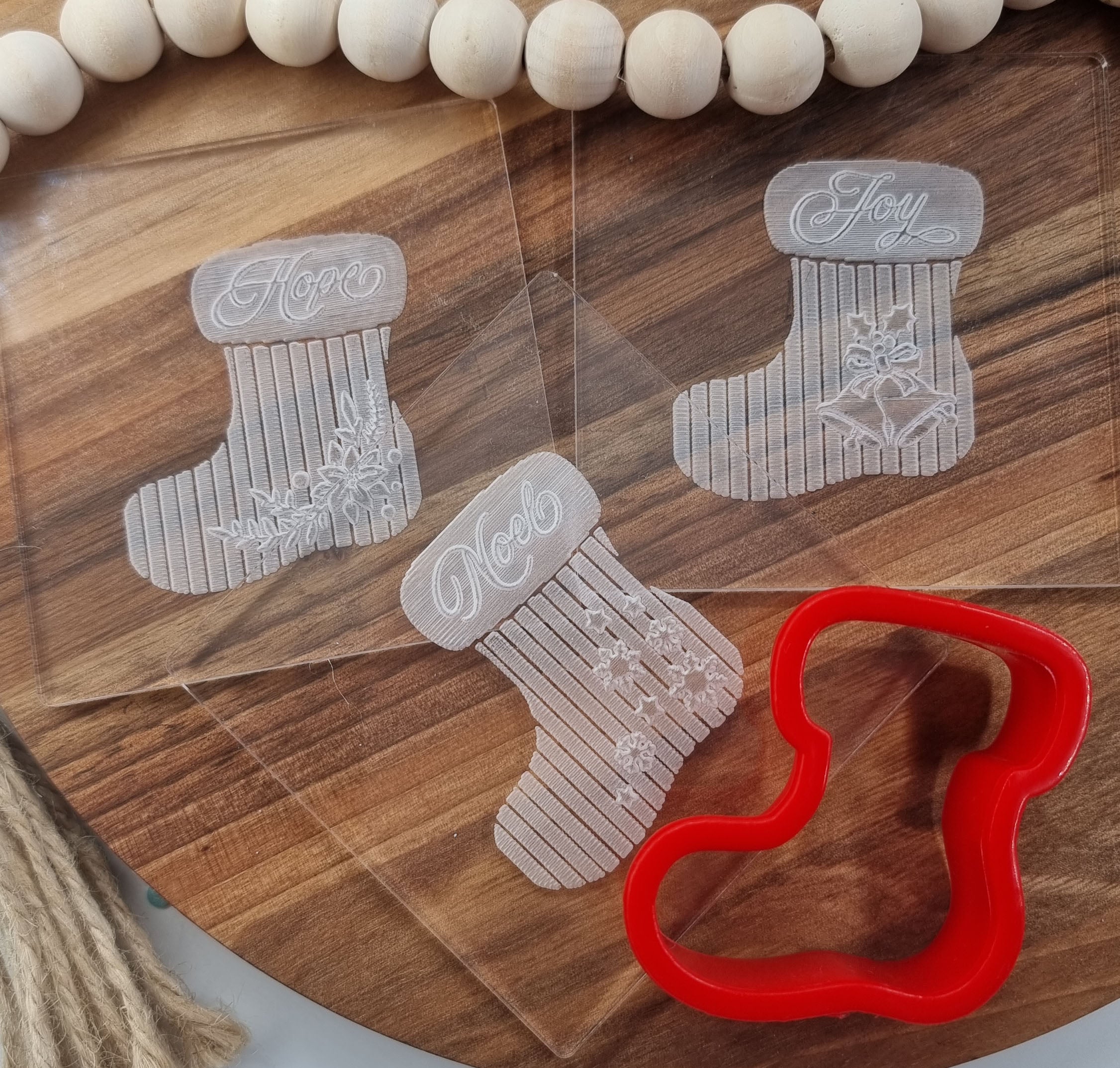 3 pcs Christmas Embosser plus Cookie Cutter|Designer Fondant Embosser Stamp