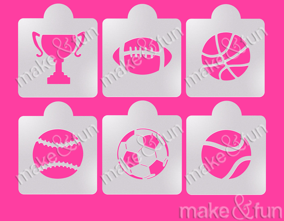 6 pcs Ball Cookie Stencil, Custom Stencil|6 Stück Ball Torten Shablonen, Airbrush