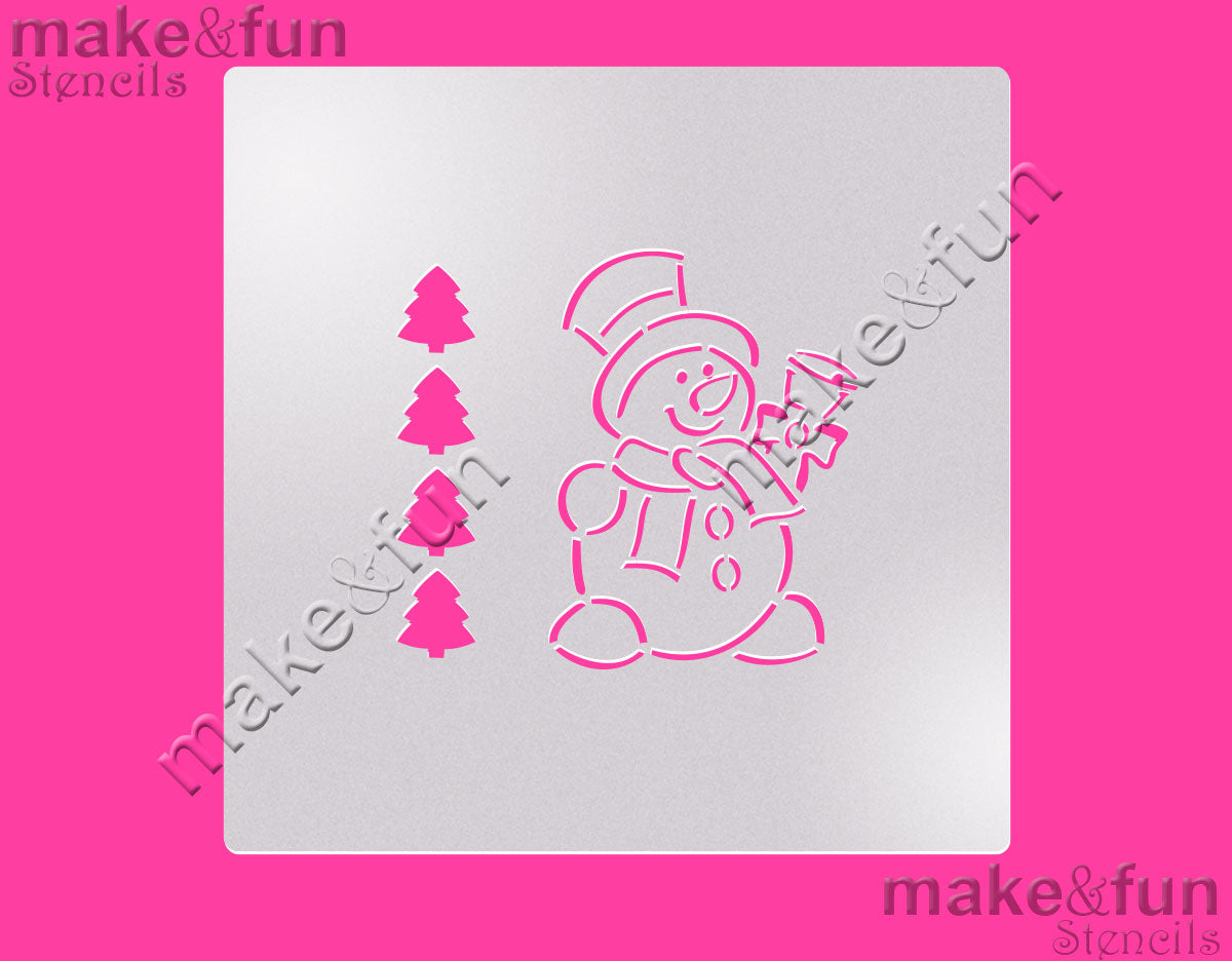 PYO Cookie Stencil, Snow Man Christmas Cake Stencil, Royal Icing