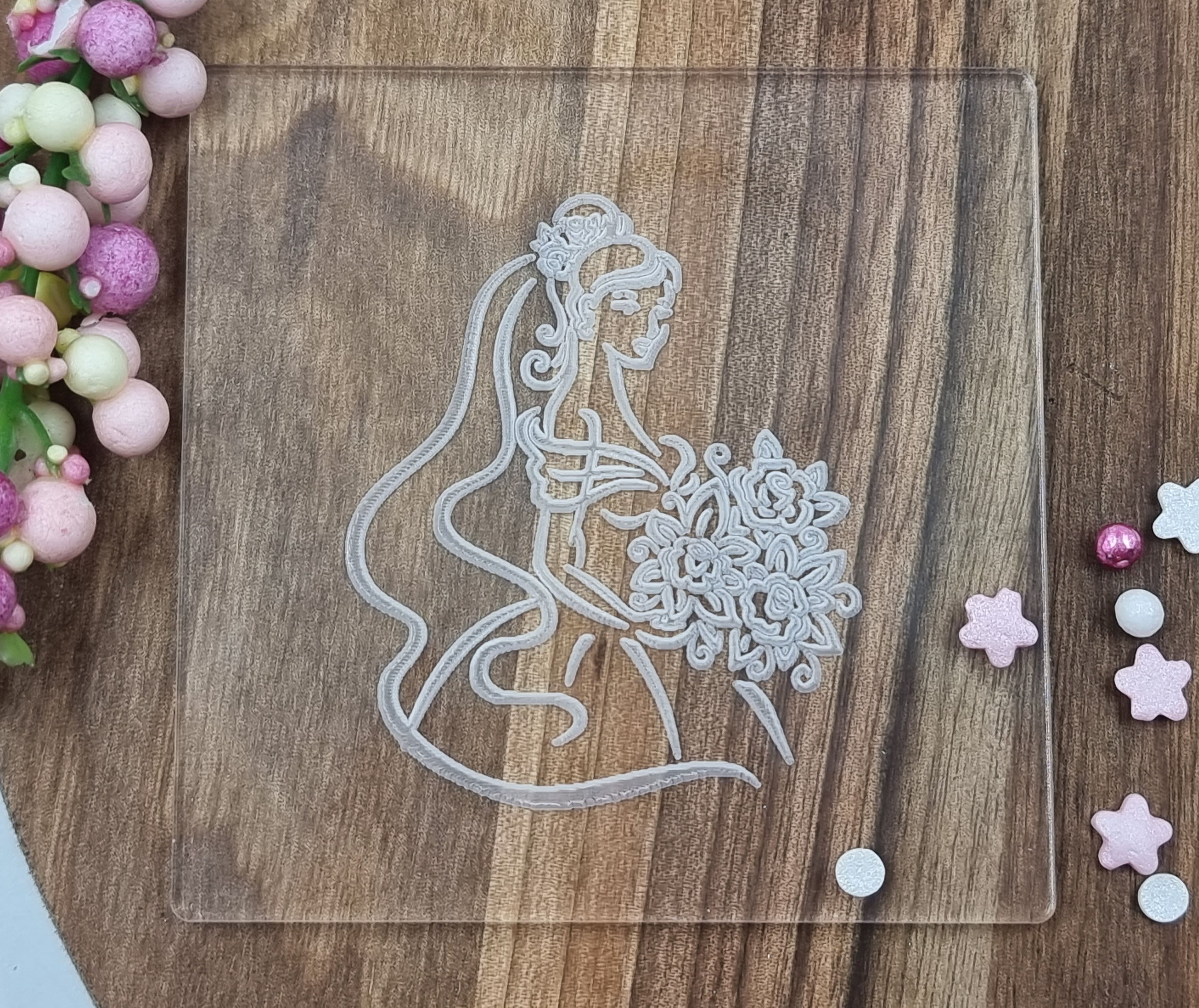 Bride Flowers Embosser Stamp|Designer Fondant Embosser Stamp
