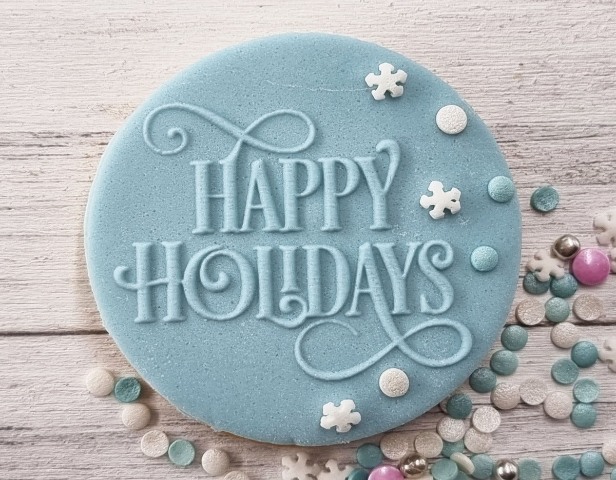 Happy Holidays Fondant Embosser Stamp|Designer Fondant Embosser Stamp