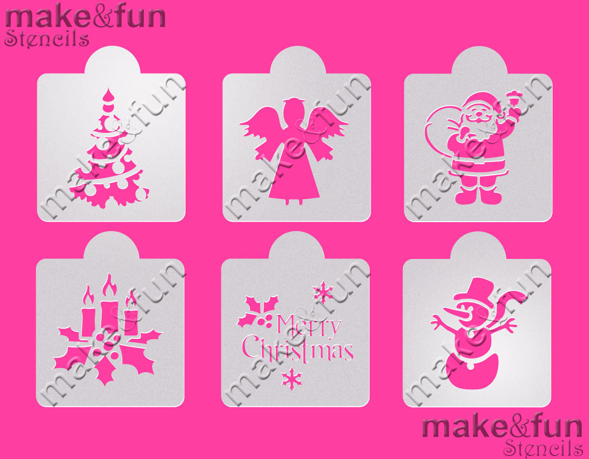 6 pcs Christmas Stencil, Cookie Stencil, Cake Stencil|6 Stück Weihnachten Kuchen Schablonen