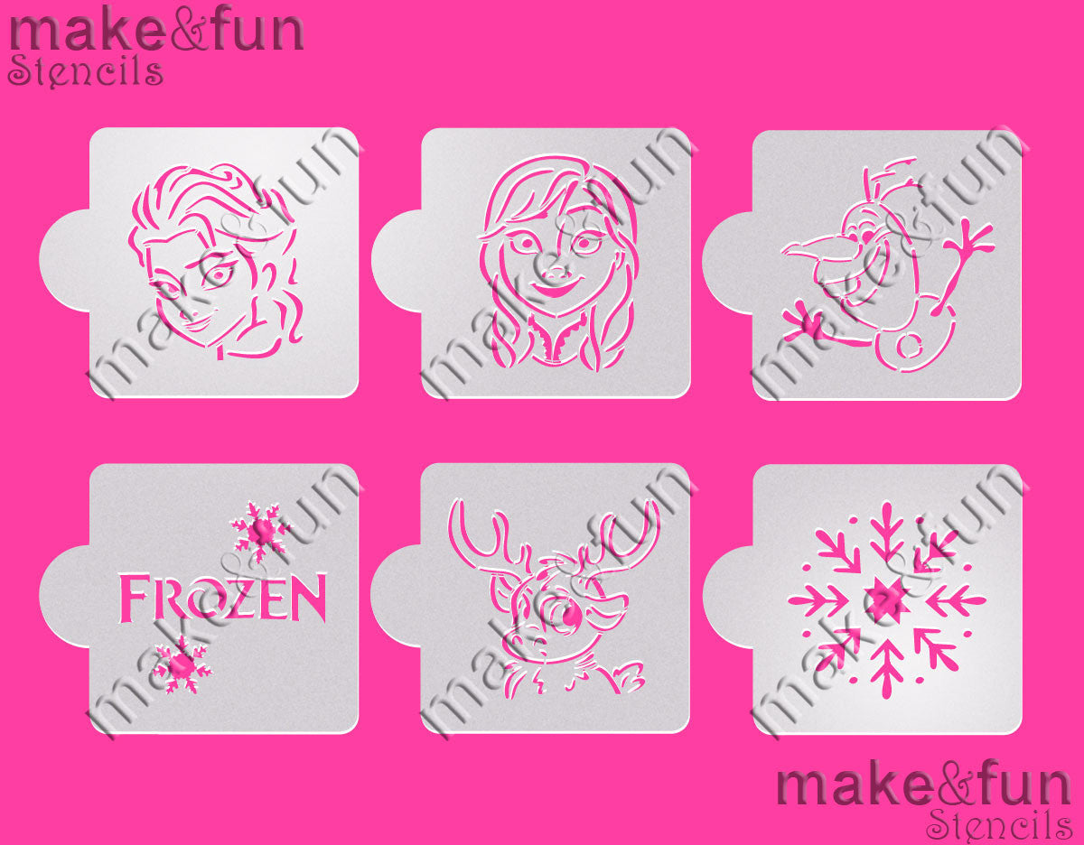 6 pcs Frozen Cake Stencil, Airbrushing, Craft Stencil|6 Stück Schablonen, Airbrush und Royal Icing