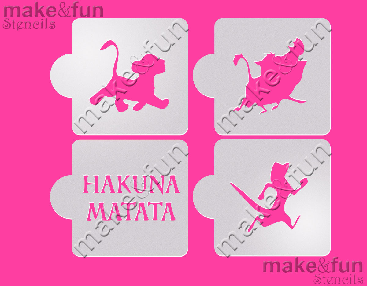 4 pcs Cookie Stencil, Simba Lion Stencils|4 Stück Schablonen, Airbrush und Royal Icing