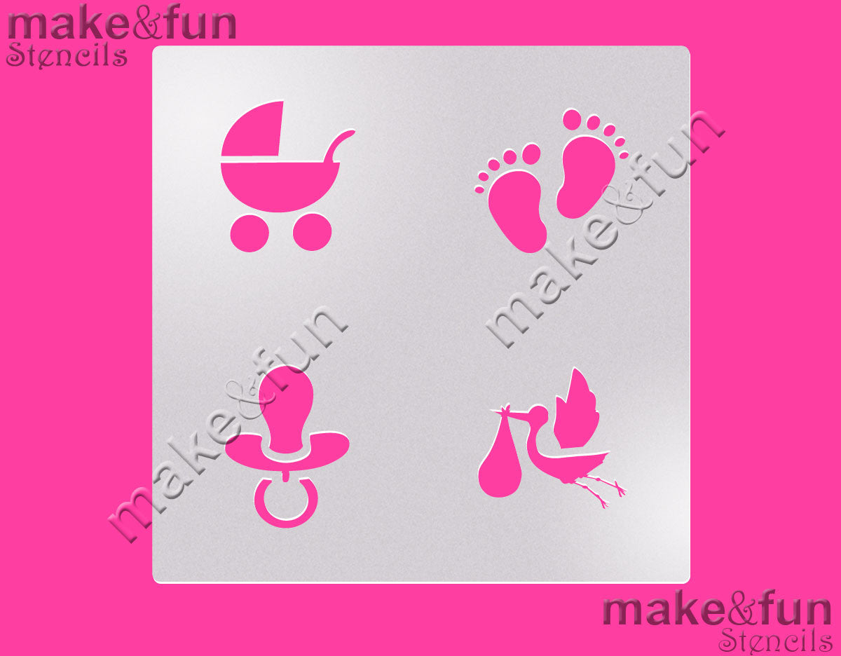 Baby Shower cookie Stencil for chocolate covered Oreos|Kuchen Schablonen, Airbrush und Royal Icing