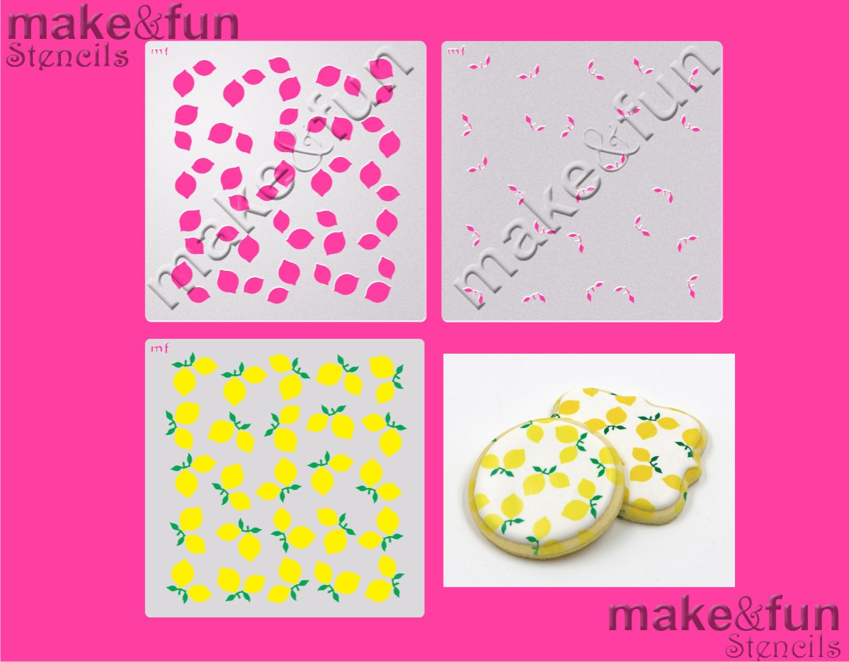 2 Piece Stencil set, Lemon Cookie Stencil Airbrushing and Royal Icing
