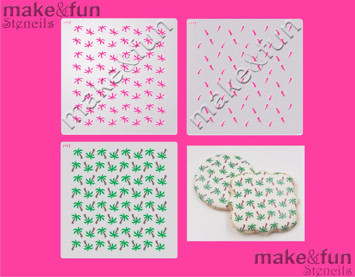 2 Piece Stencil set, Palm Cookie Stencil Airbrush and Royal Icing