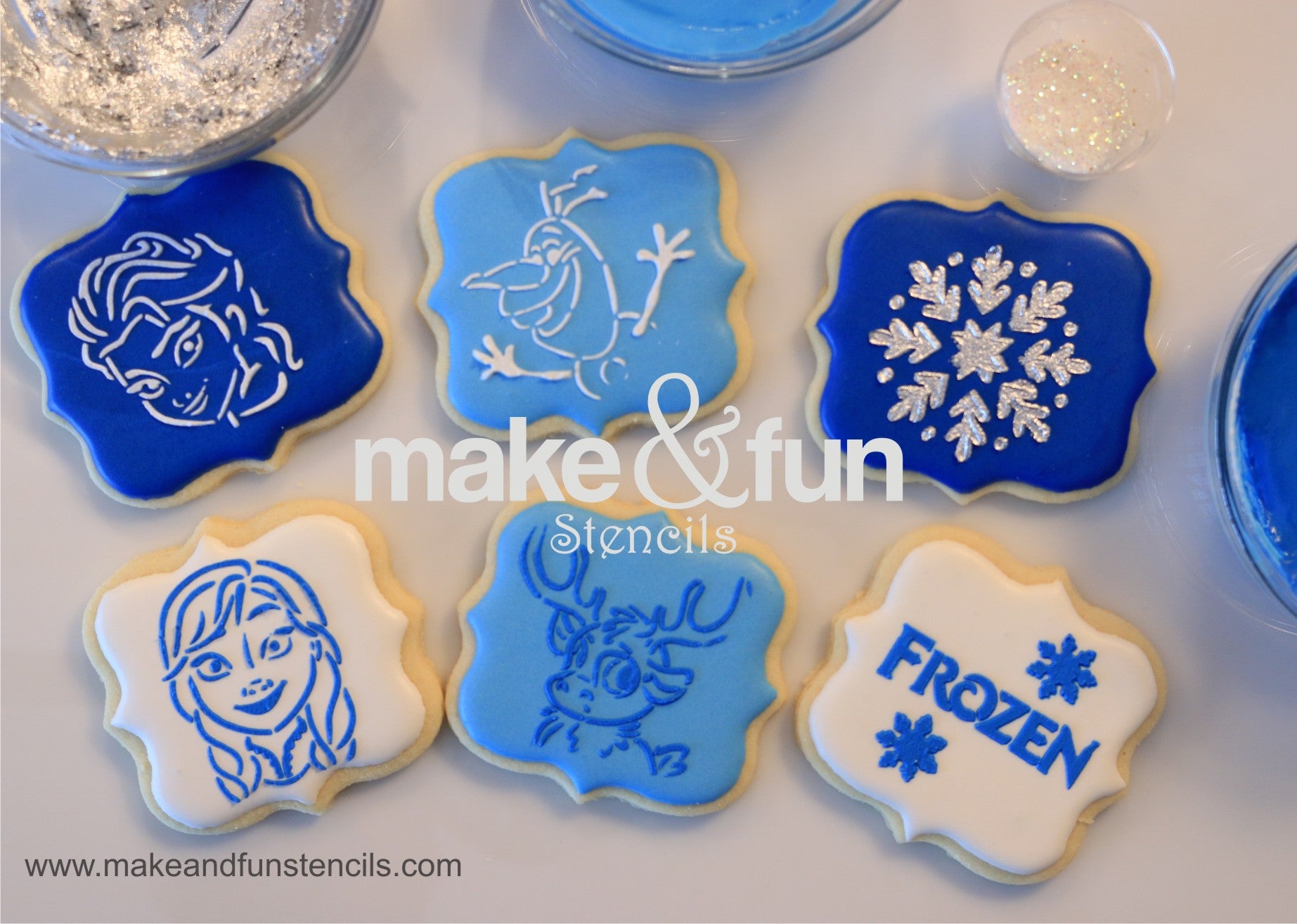 6 pcs Frozen Cake Stencil, Airbrushing, Craft Stencil|6 Stück Schablonen, Airbrush und Royal Icing