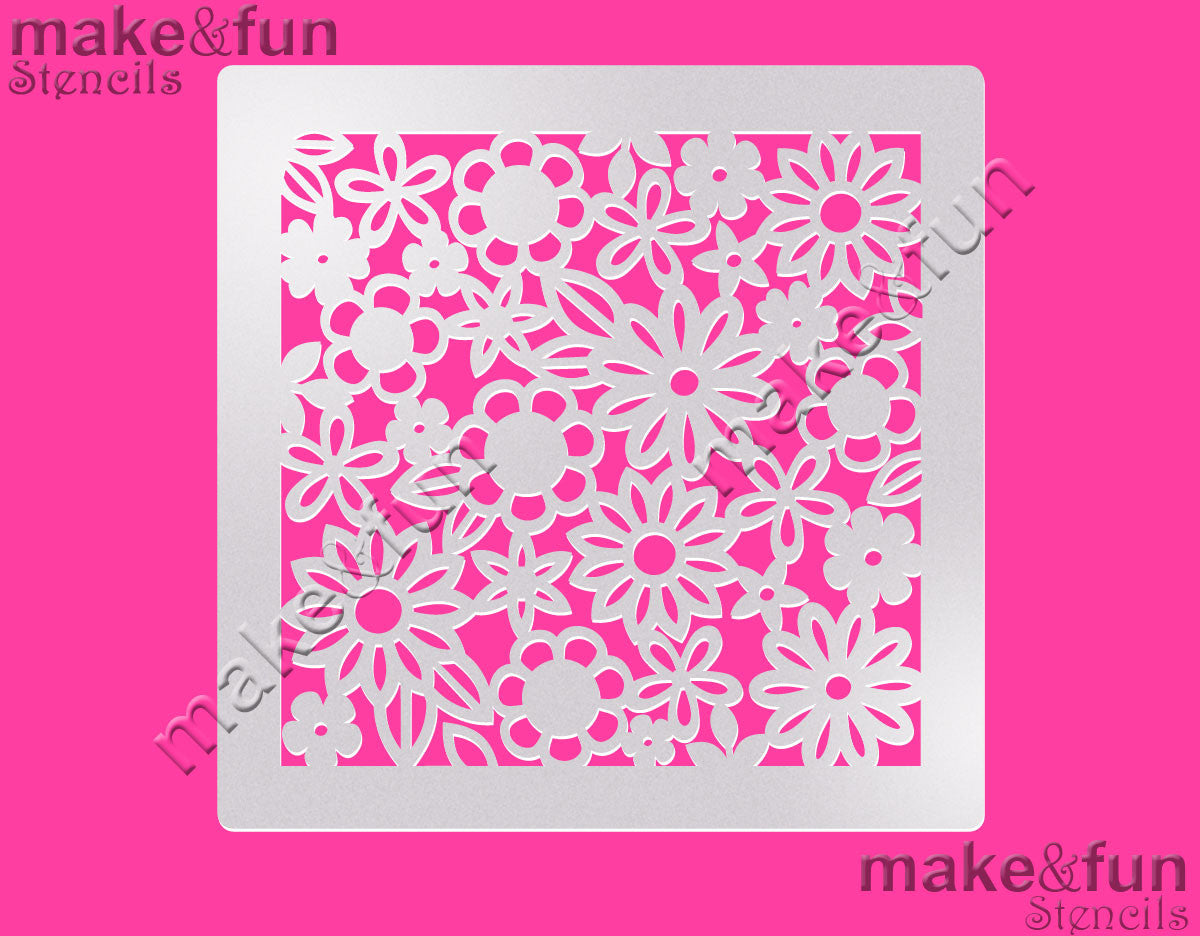 Flowers Pattern Cake Stencil, Airbrushing, DYO|Schablonen, Royal Icing Schablone
