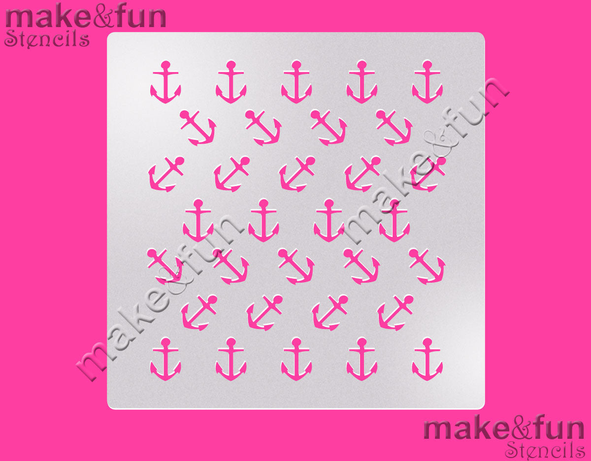5.5"x5.5" Anchor Pattern Cake Stencil, Airbrushing|Fellmuster Schablonen, Royal Icing