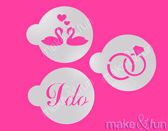 3 pcs Wedding Cookie Stencil, Swan Stencil|3 Stück Hochzeit Schablonen, Torten Schablonen