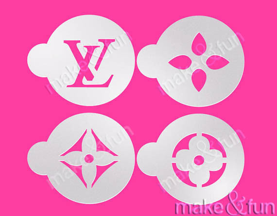 4 pcs Designer stencils, Cookie Stencil, Airbrush|4 Stück Designer Mode Schablonen, Royal Icing