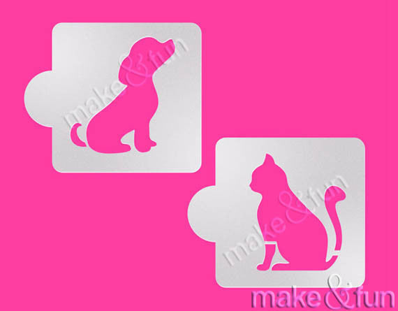 2 pcs Cat Dog Cookie Stencil, Cake stencil