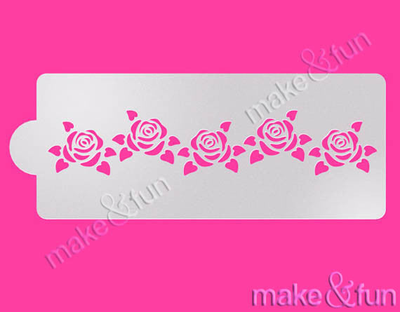 Roses Cake Stencil, Decoupage Stencil, Airbrush |Rosen Bordüre Schablonen, Royal Icing Airbrush Schablonen