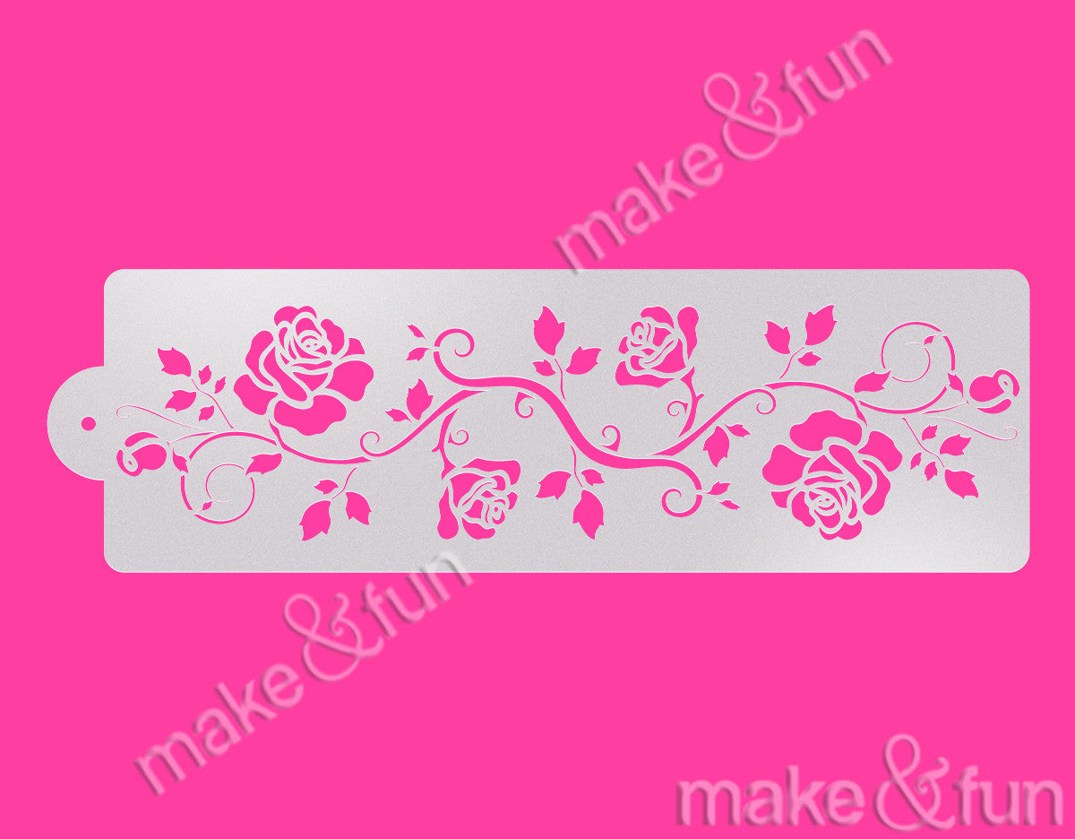 Roses Cake Stencil, Decoupage Stencil, Airbrush|Rosen Bordüre Schablonen, Torten Shablone
