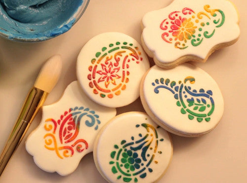 Paisley Cookie Stencil,Decorating cookie with Royal Icing (Video)| Torten Schablone