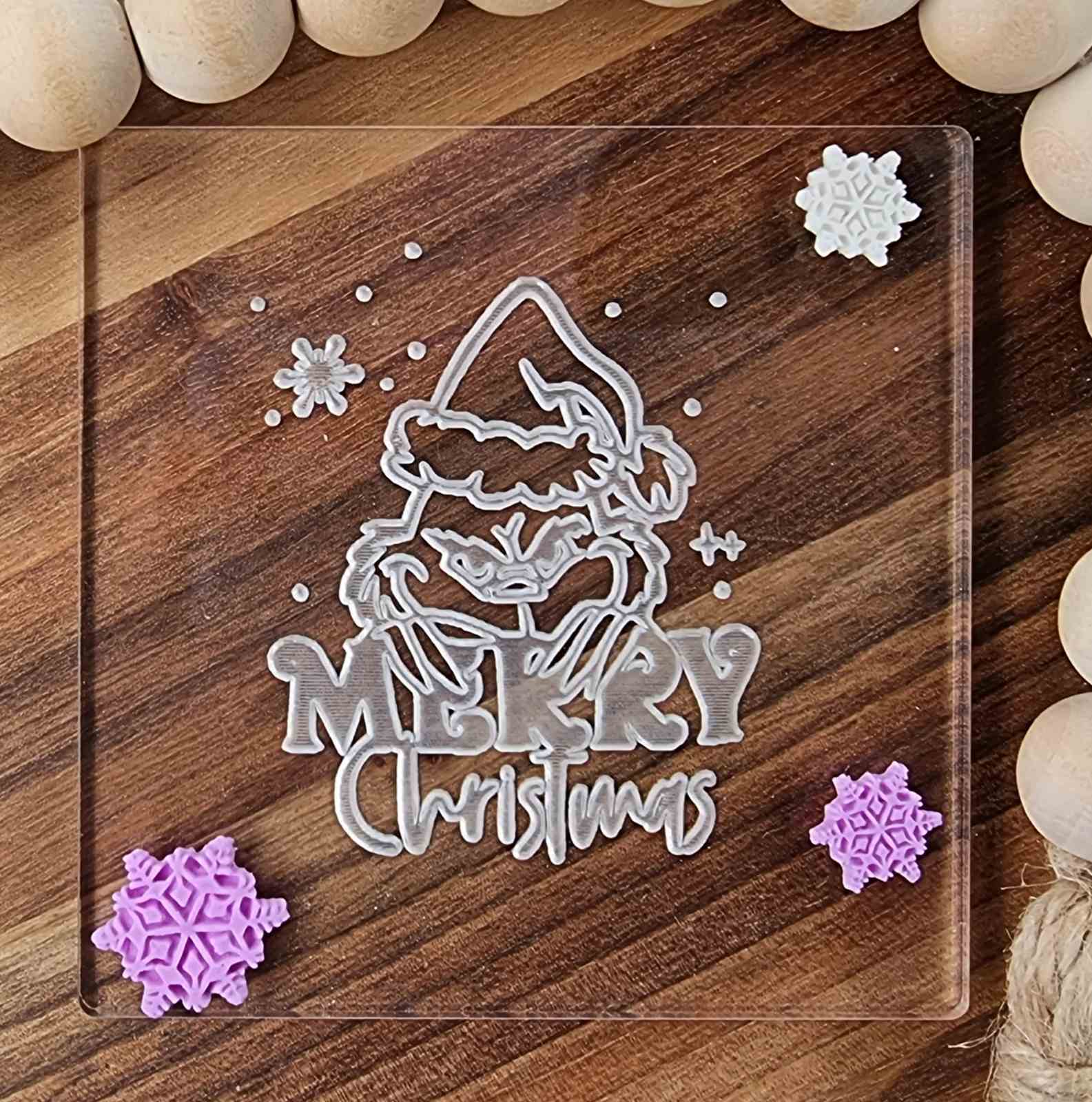 Grinch Fondant Embosser Stamp, Cookie Christmas Stamp
