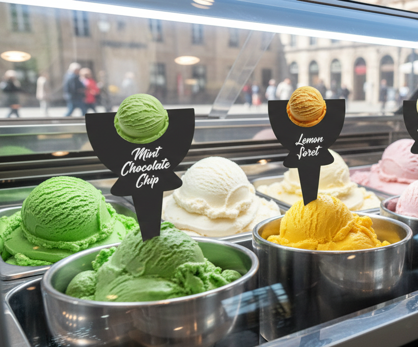 12pcs Gelato Flavor Labels, Ice Cream Markers, Flavor Tags, Gelato Stickers