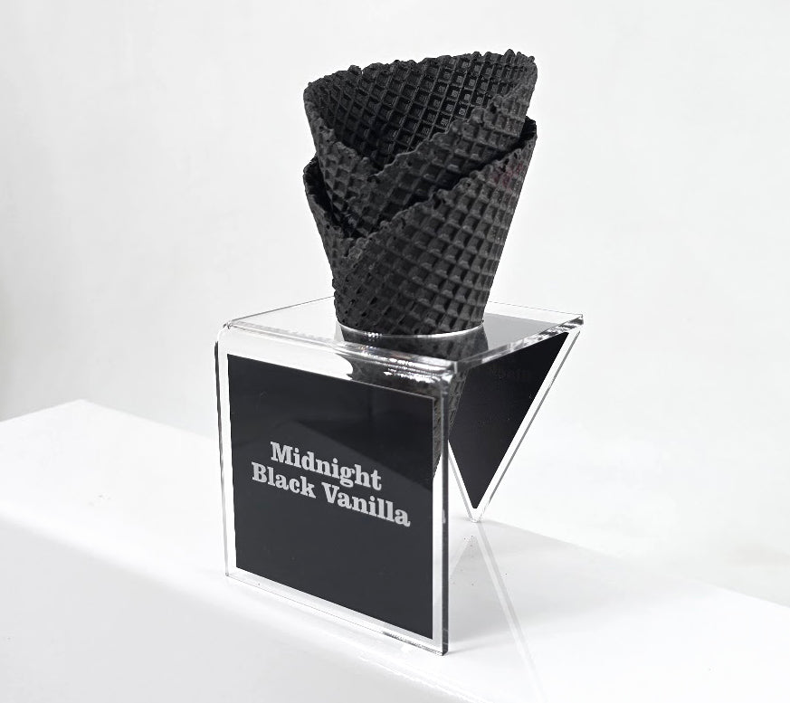 Acrylic Ice Cream Cone Display with Flavor Labels, Gelato Cone Holder, Gelato Tags, Modern Minimalist Design for Gelato Shops