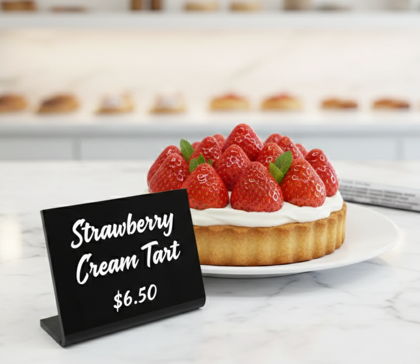 12 pcs Acrylic Display Stand with Clip | Reusable Menu Sign Holder | Table Sign for Bakery