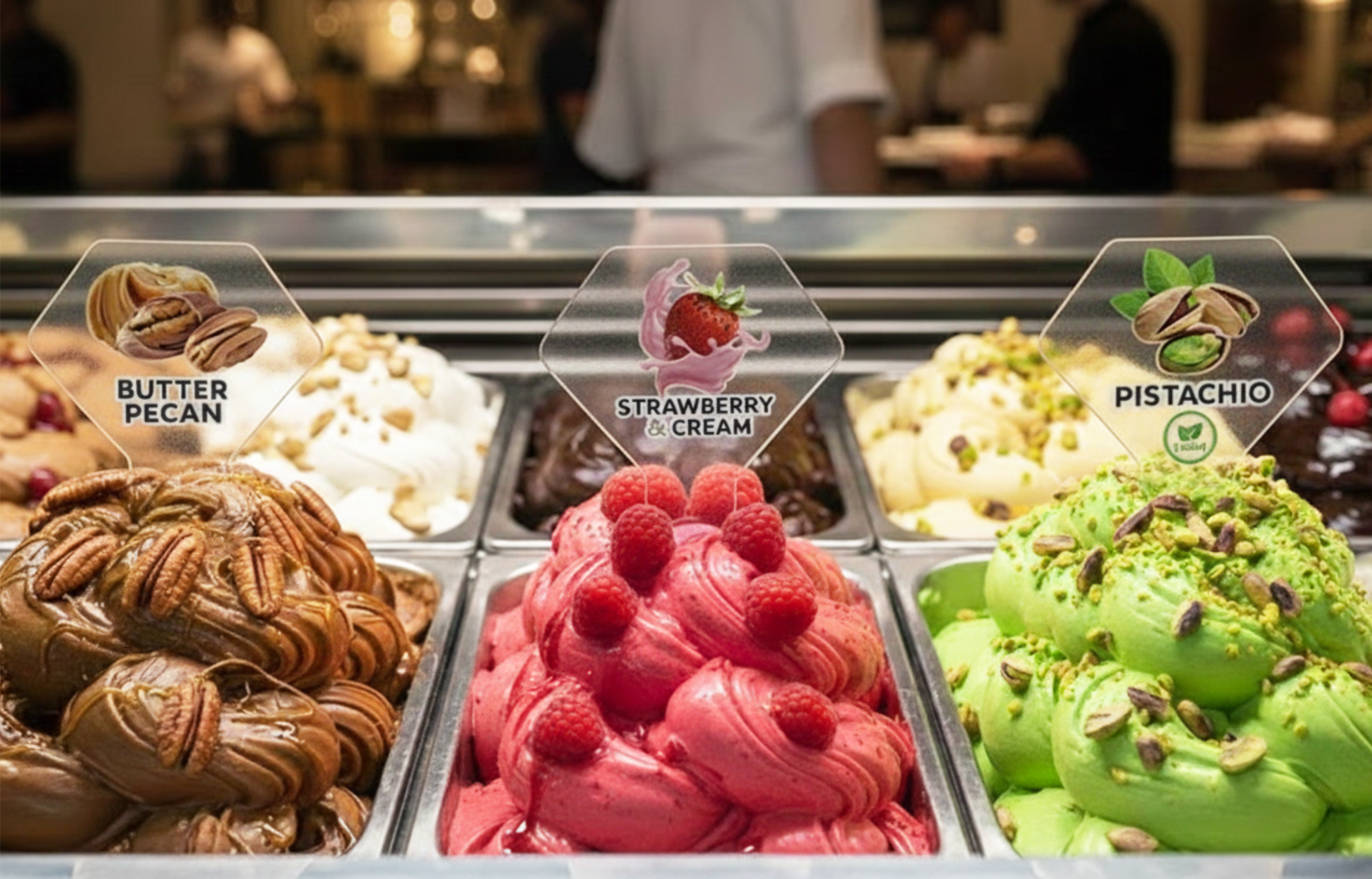 12pcs Gelato Flavor Markers, Ice Cream Labels, Flavor Tags, Gelato Stickers