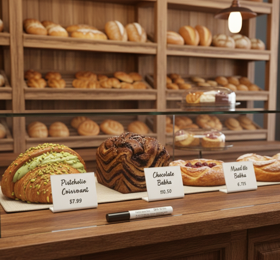 12 pcs Acrylic Display Stand with Clip | Reusable Menu Sign Holder | Table Sign for Bakery