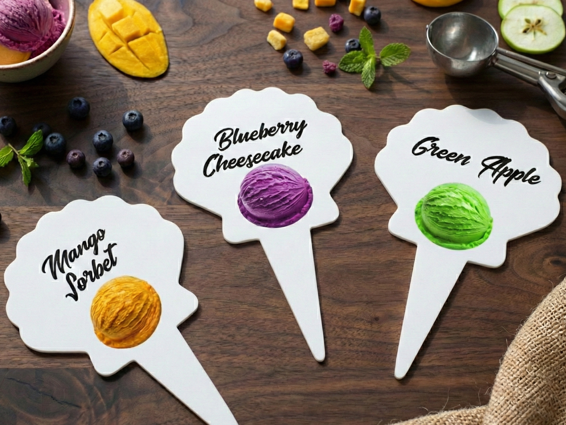 12pcs Gelato Flavor Labels, Ice Cream Markers, Flavor Tags